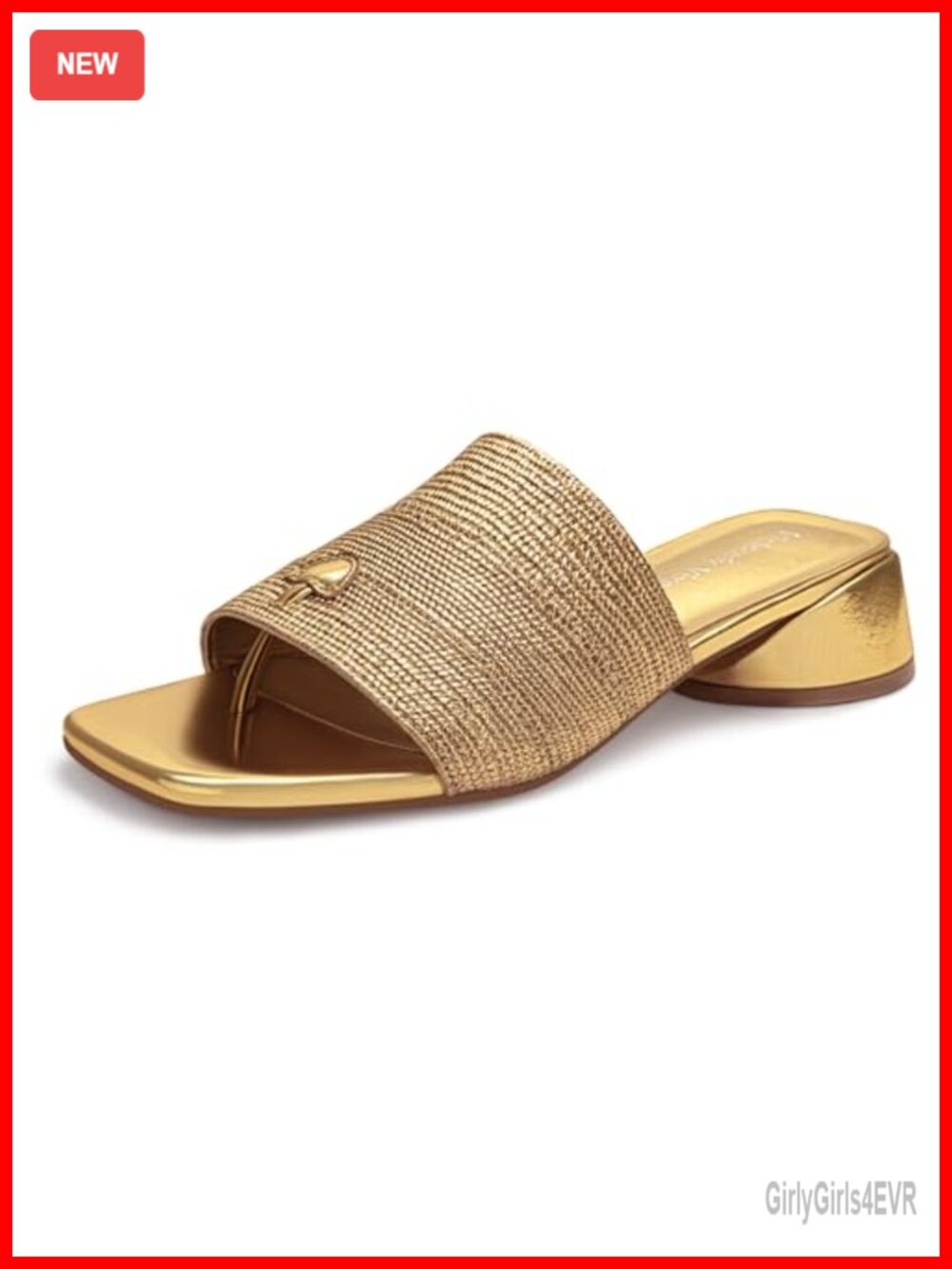 Women's Faux Leather Kitten Heel Slide Mule Sandals Square Open Toe